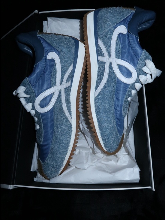 Loewe Shoes - Loewe Flow Runner suede-trimmed denim sneakers